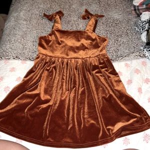 SUPER Adorable Velvet Bow Dress in Burnt Rust, Never Worn!